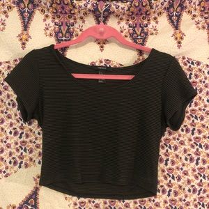 Black and Green Striped Crop Top